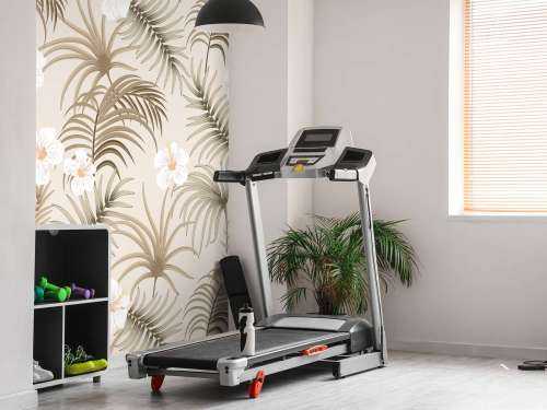 Palmboombladeren en bloemen