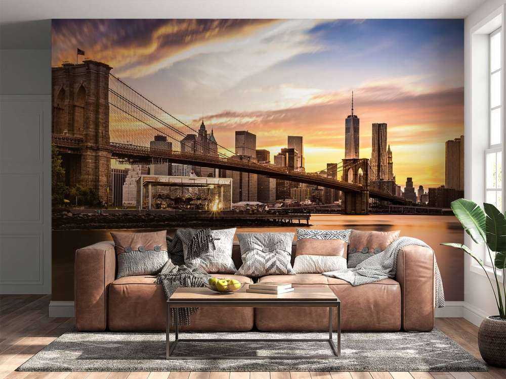 Brooklyn Bridge bij zonsondergang