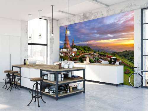 De Doi Inthanon berg bij zonsondergang