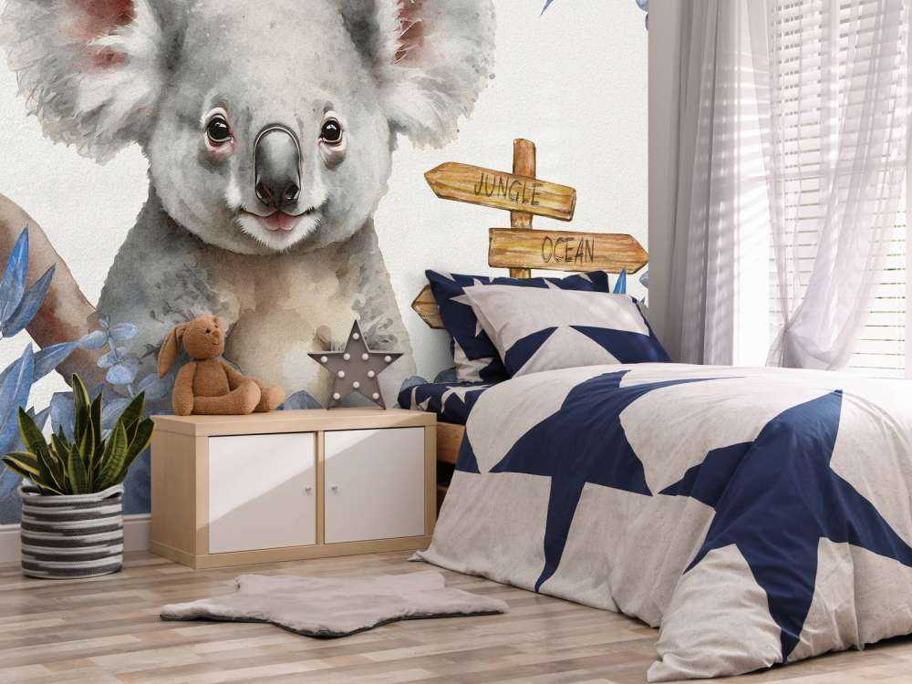 Baby koala in de jungle blauw