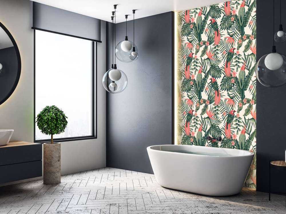 Tropische planten, bloemen en vogels 