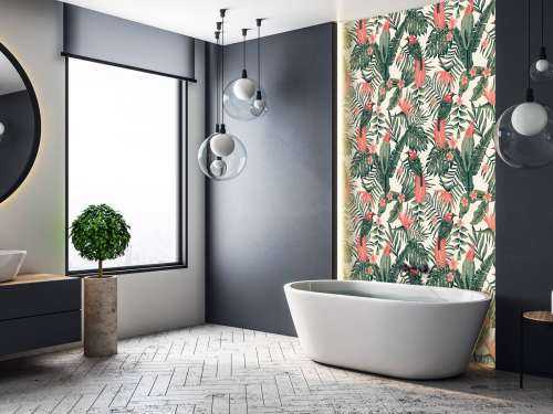 Tropische planten, bloemen en vogels 