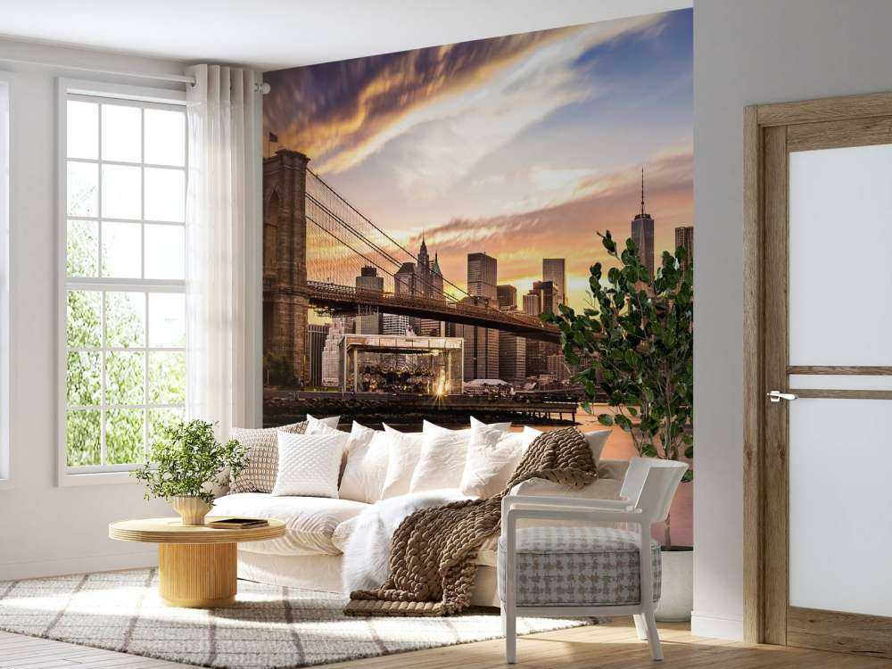 Brooklyn Bridge bij zonsondergang