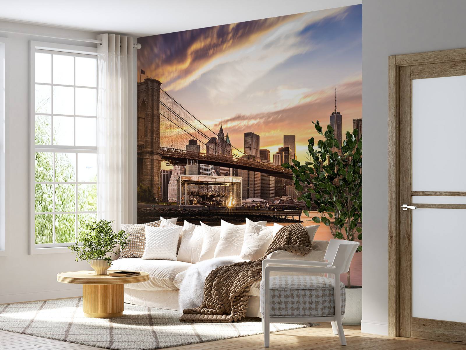 Brooklyn Bridge bij zonsondergang