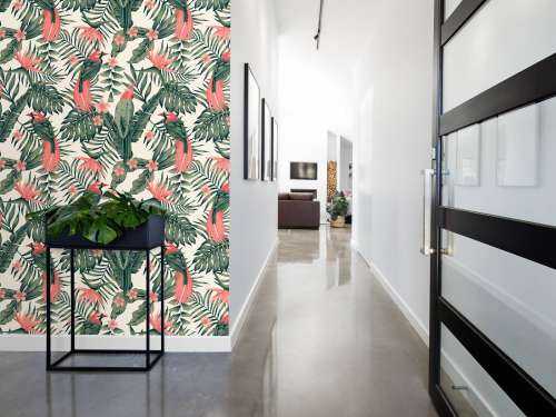 Tropische planten, bloemen en vogels 