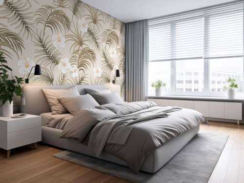 Palmboombladeren en bloemen