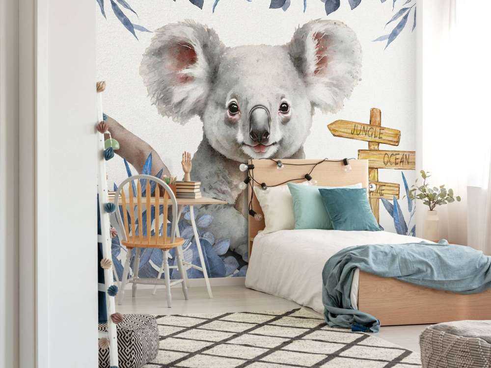 Baby koala in de jungle blauw